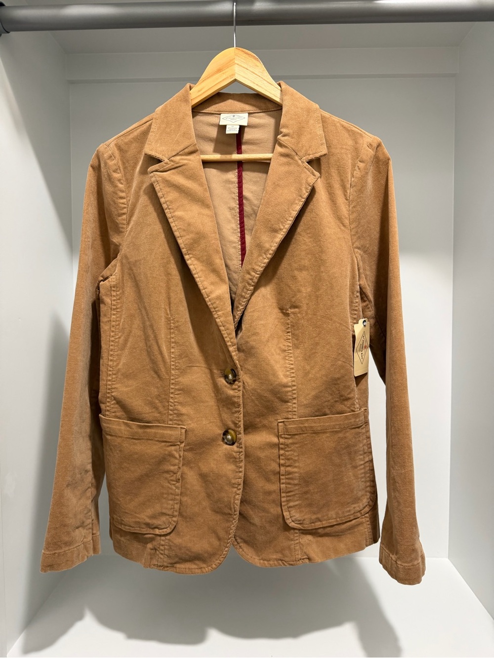 NEW St John's Bay Camel tan Corduroy unlined Blazer size XL classic stretch